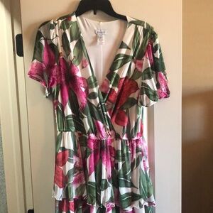 Tropical dress long with ruffles
